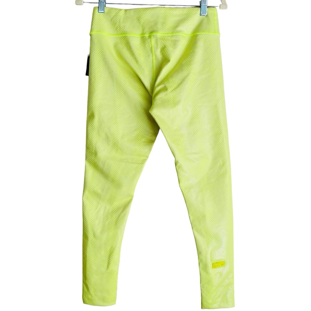 Zumba NWT Neon Lime Green Snake Print Foiled Ankle Length Legging Size XS-Medium - Picture 7 of 9
